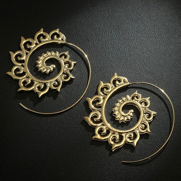 3/$30 Gold Boho Spiral Earrings - Picture 2 of 4
